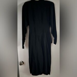 Rabbit JR Vintage Long Sleeve Classic Black Midi Dress Made in USA